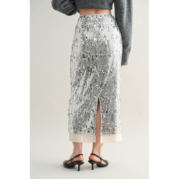 FALDA LARGA RECTA PLATA