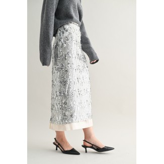 FALDA LARGA RECTA PLATA