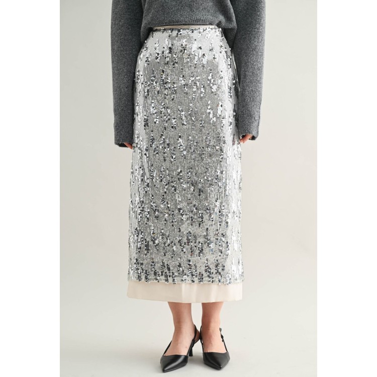 FALDA LARGA RECTA PLATA