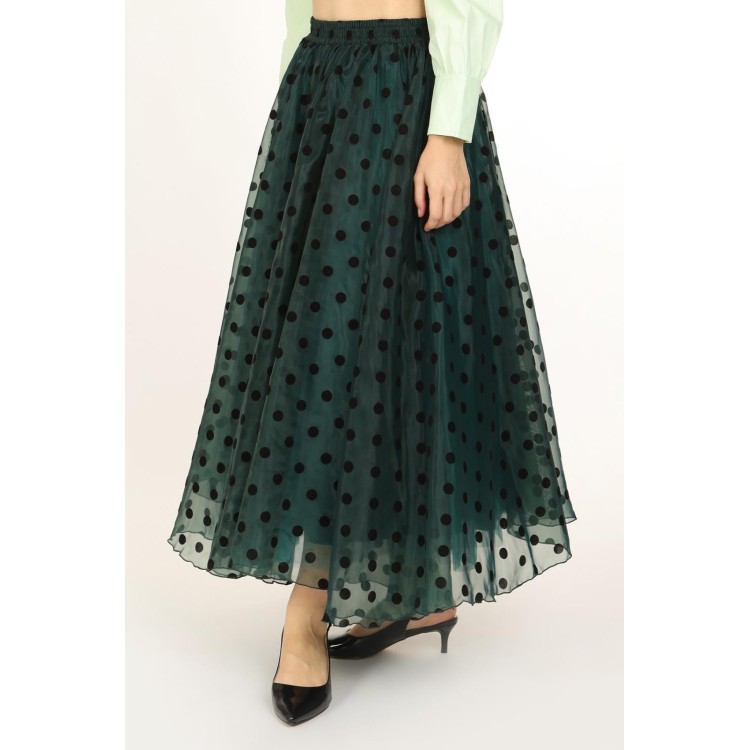 FALDA MIDI TULL POLKA VERDE