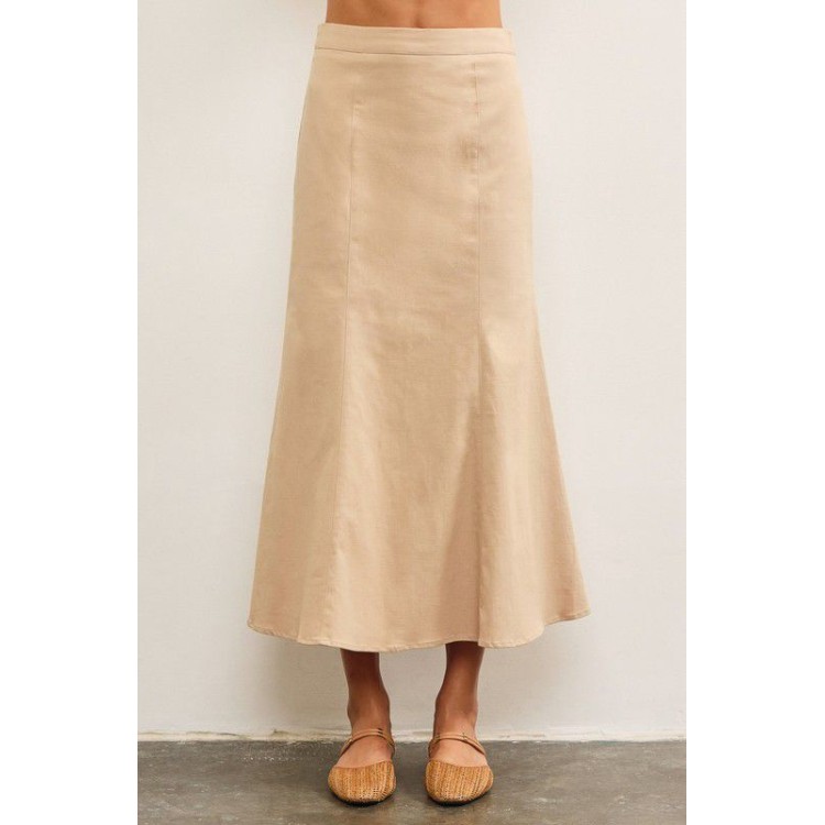 FALDA SIRENA LARGA TAUPE