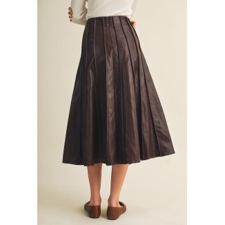 FALDA CHOCOLATE MIDI VINIPIEL
