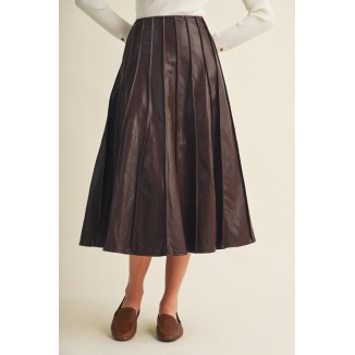 FALDA CHOCOLATE MIDI VINIPIEL