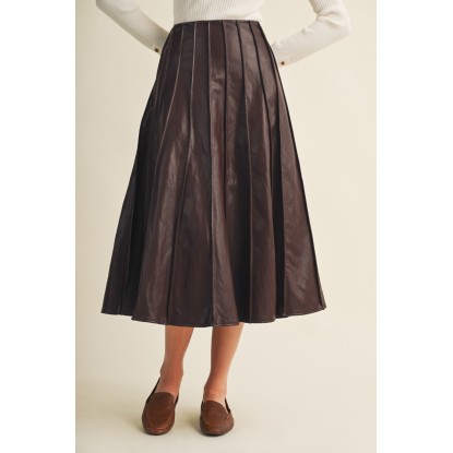 FALDA CHOCOLATE MIDI VINIPIEL