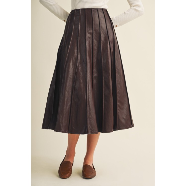 FALDA CHOCOLATE MIDI VINIPIEL