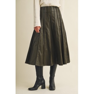 FALDA OLIVO MIDI VINIPIEL