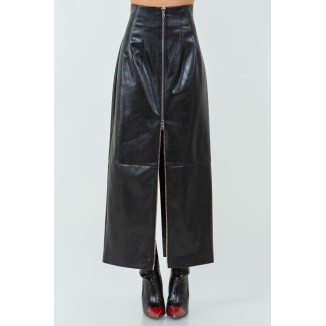 FALDA LARGA VINIPIEL NEGRA CIERRE