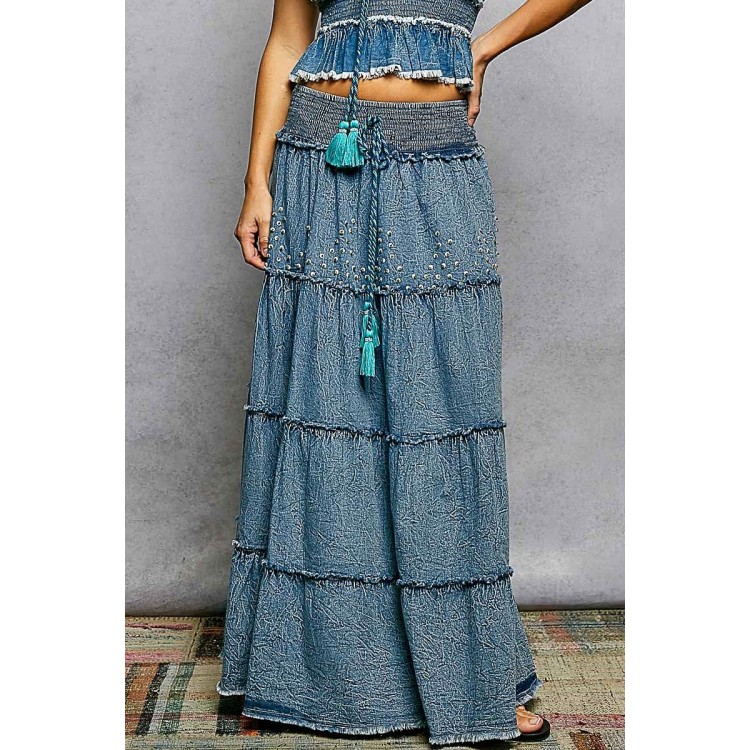 FALDA DENIM MAXILARGA