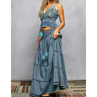 FALDA DENIM MAXILARGA