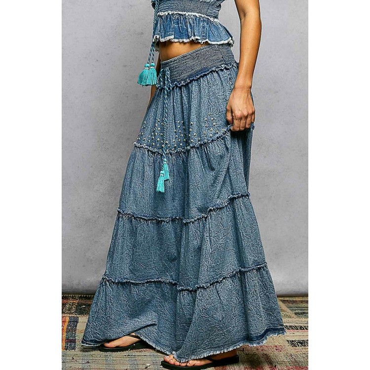 FALDA DENIM MAXILARGA