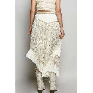 FALDA CREMA ENCAJES