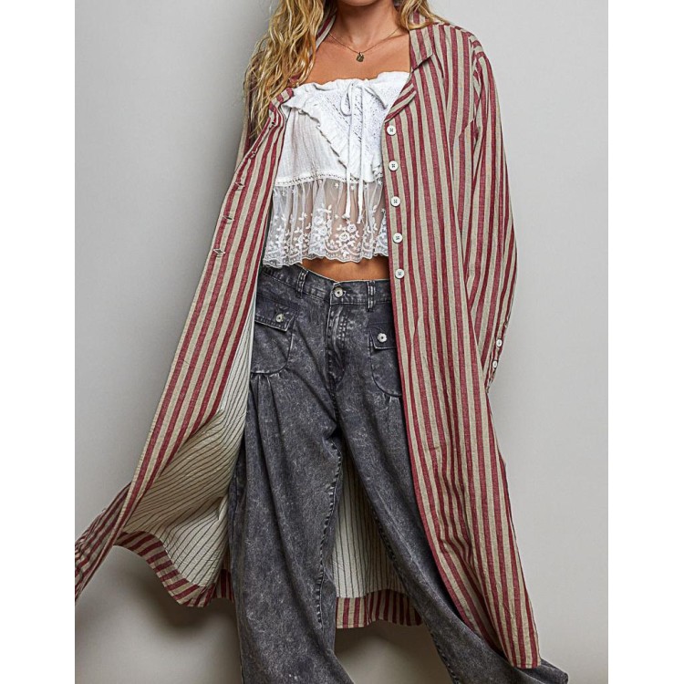 GABARDINA ROJO RAYAS LINO