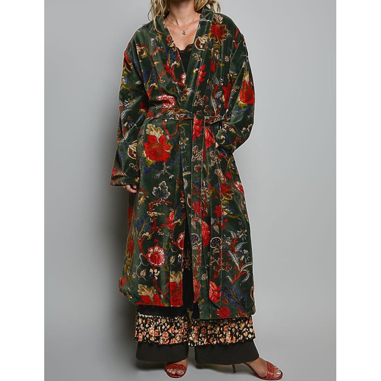GABARDINA VERDE STAMPING FLORES