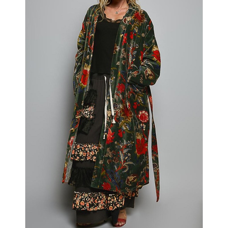 GABARDINA VERDE STAMPING FLORES