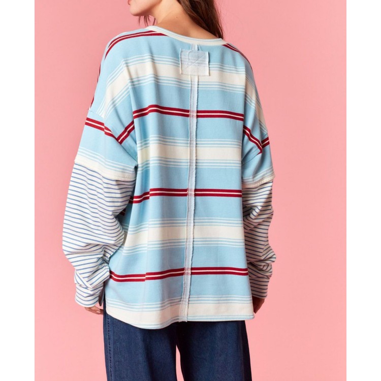 HOODIE RAYAS AZUL ROJO