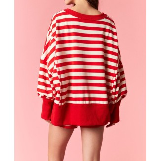 HOODIE LINES BCO/ROJO