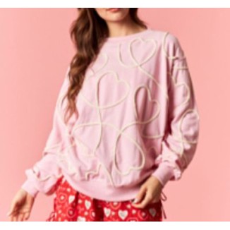 HOODIE ROSA CORAZONES LAZO