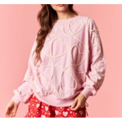 HOODIE ROSA CORAZONES LAZO