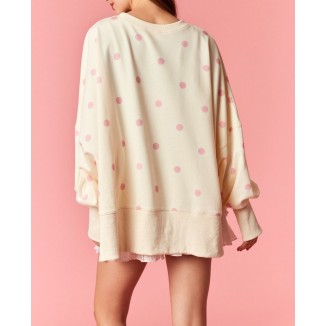 HOODIE BEIGE POLKA ROSA