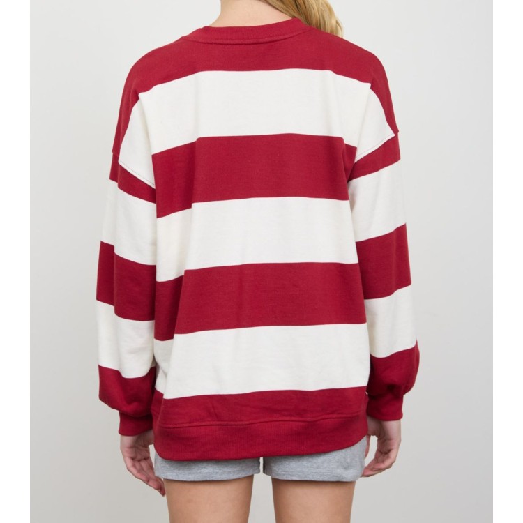 SUDADERA ROJA RAYAS BCO