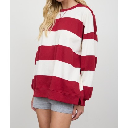 SUDADERA ROJA RAYAS BCO