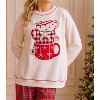 SUDADERA CREMA TAZAS
