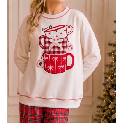 SUDADERA CREMA TAZAS