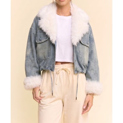 JACKET DENIM PELUCHE BLANCO