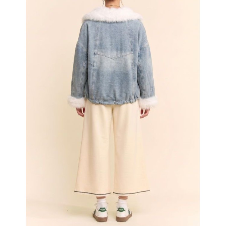 JACKET DENIM PELUCHE BLANCO