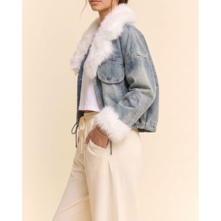 JACKET DENIM PELUCHE BLANCO