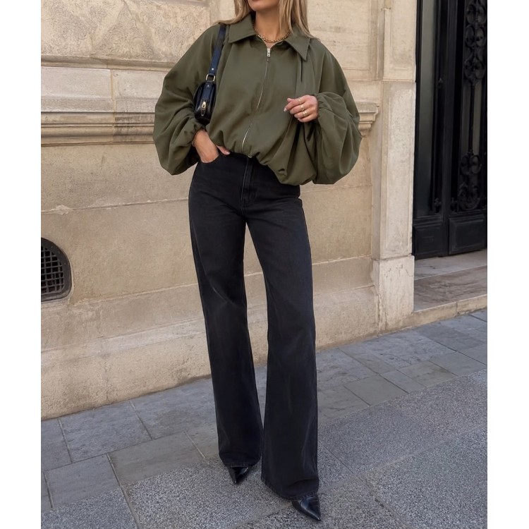 JACKET OLIVO GLOBO TELA