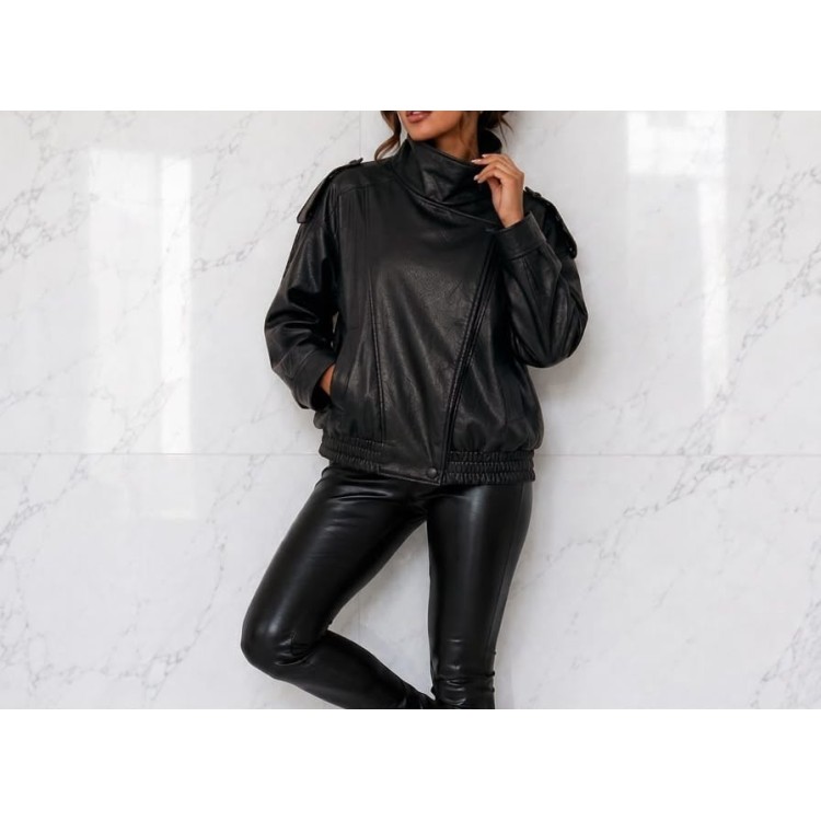 JACKET NEGRA PIEL OVER