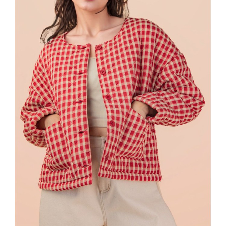 JACKET VICHY ROJO ACOLCHADA