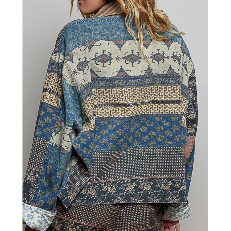 JACKET AZUL MULTICOLOR ESTAMPADO