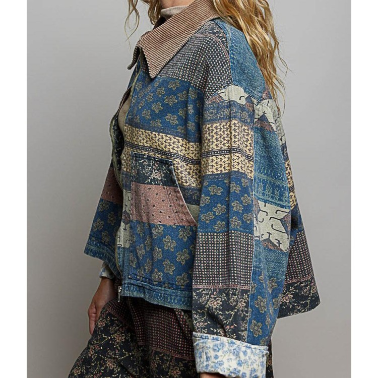JACKET AZUL MULTICOLOR ESTAMPADO