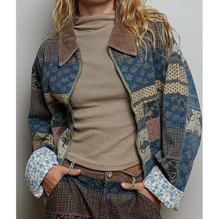 JACKET AZUL MULTICOLOR ESTAMPADO
