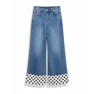 JEANS BLANCO DENIM POLKA