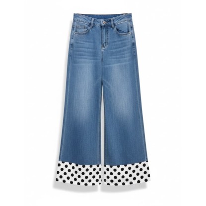 JEANS BLANCO DENIM POLKA