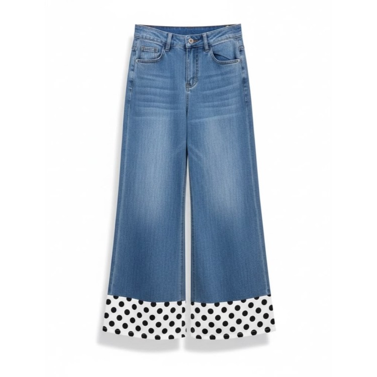 JEANS BLANCO DENIM POLKA