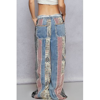 JEANS MIX TEXTIL FLORES