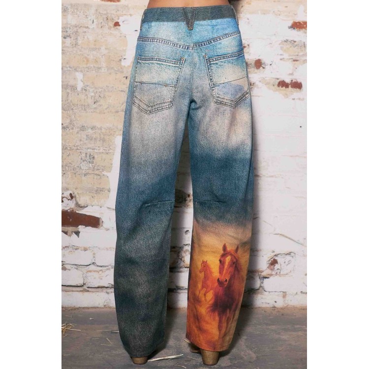 JEANS AZUL STAMPING CABALLO