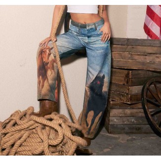 JEANS AZUL STAMPING CABALLO
