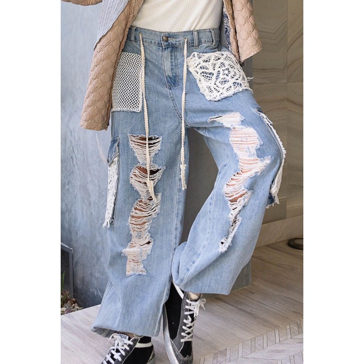 JOGGER MEZCLILLA CARGO CROCHET