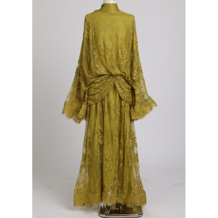 MAXIDRESS VERDE ENCAJES VUELO