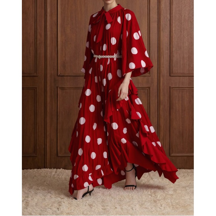 MAXIVESTIDO ROJO POLKA