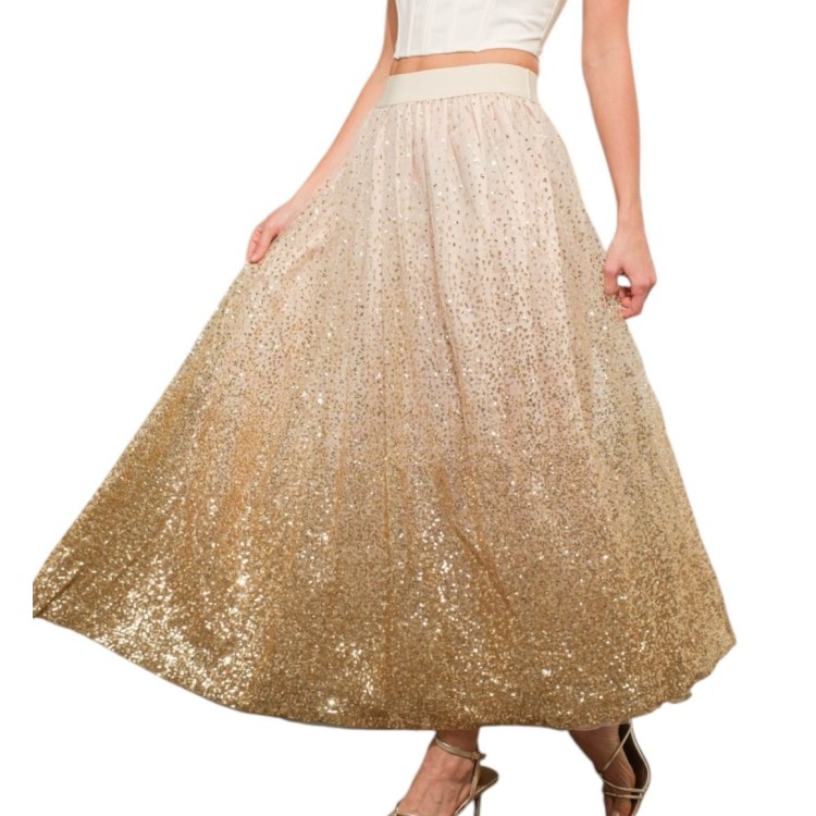 MAXIFALDA IVORY LENTEJUELA DORADO