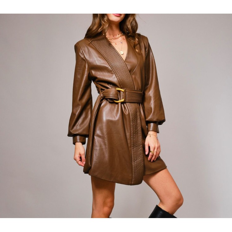 VESTIDO CRUZADO VINIPIEL CAFE