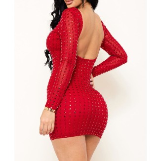 MINIDRESS CRISTAL CUADRO ROJO 
