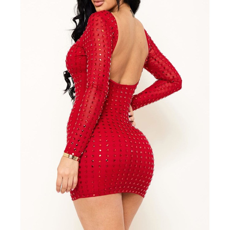 MINIDRESS CRISTAL CUADRO ROJO 