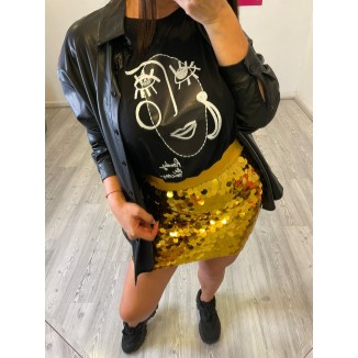 MINIFALDA LENTEJUELON DORADO